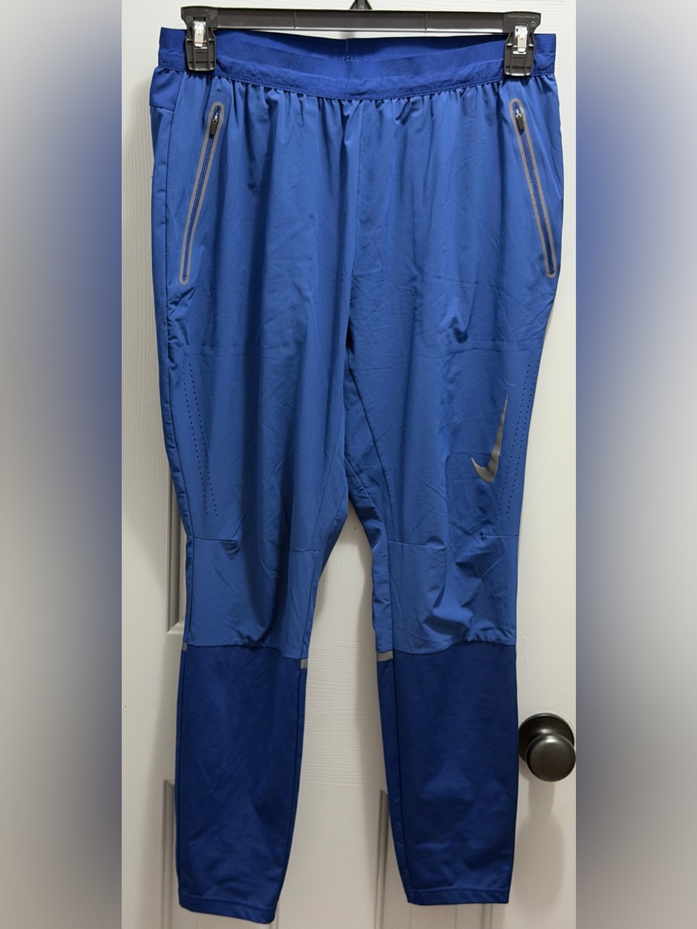 Nike Swift Women’s Running Pants Blue Zippered Pockets Drawstring Size Large